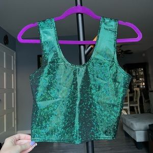 Green Holographic Crop Top